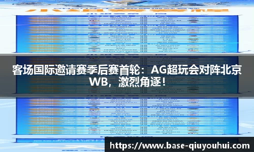 客场国际邀请赛季后赛首轮：AG超玩会对阵北京WB，激烈角逐！